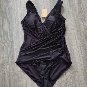 NWT Popilush The Shapewear Tummy Control Ruched V Neck One Piece Swimsuit